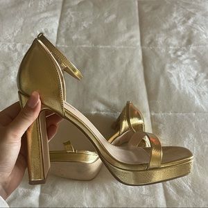 Fashion Nova Gold Platform Heels